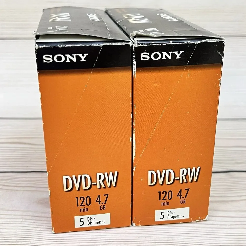 Sony DVD-RW Blank Discs 4.7GB 120 Min Re-Recordable 10 Sealed Discs (Lot of 2)